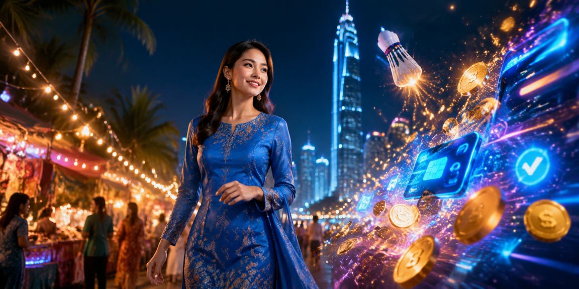 Pemain bertaruh di Kuala Lumpur menggunakan platform 545 dengan pakaian tradisional baju kurung